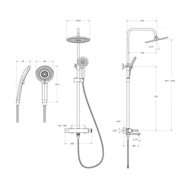 Душевая система с изливом CEZARES LUX-CVD-01 Душевая система с изливом CEZARES LUX-CVD-01