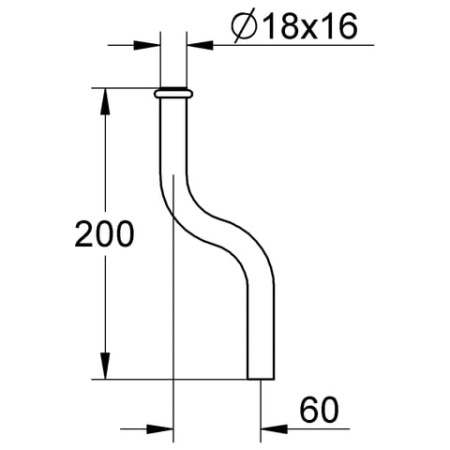 Сливная трубка для писсуара 200 мм, диам.18 мм,изгиб 60мм Grohe 37041 000 (37041000)