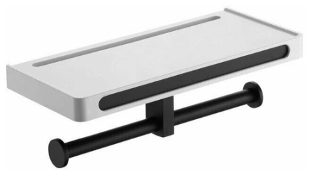 Бумагодержатель двойной с полкой, черный   RUSH EDGE ED77143B black