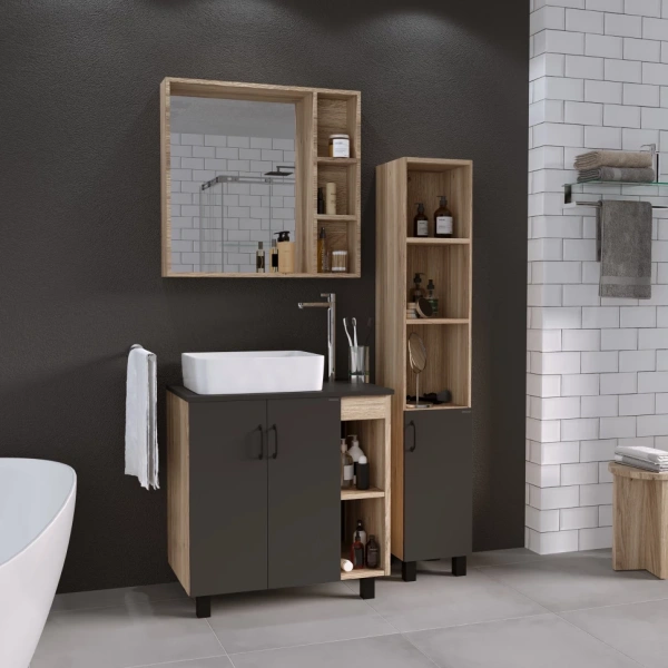 Тумба напольная Grossman ФЛАЙ-80. см 108002  дуб сонома/серая