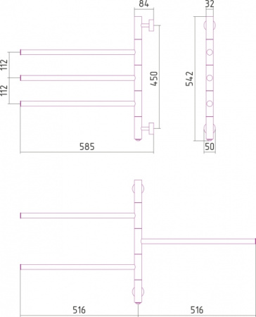Полотенцесушитель Электрический Cунержа Триада (540х585) Античное Белое ЗОЛОТО 10-0822-0540