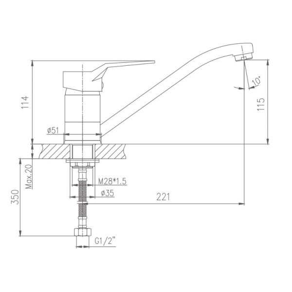 Смеситель для кухни Haiba HB4963