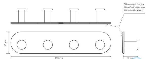 Планка с 4-мя крючками, черная Bemeta Easy 163106390