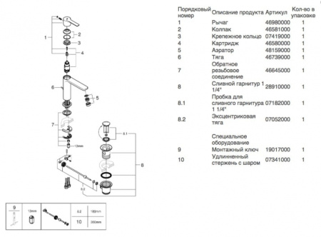 Смеситель для раковины Grohe Lineare New 32114 001 (32114001) хром