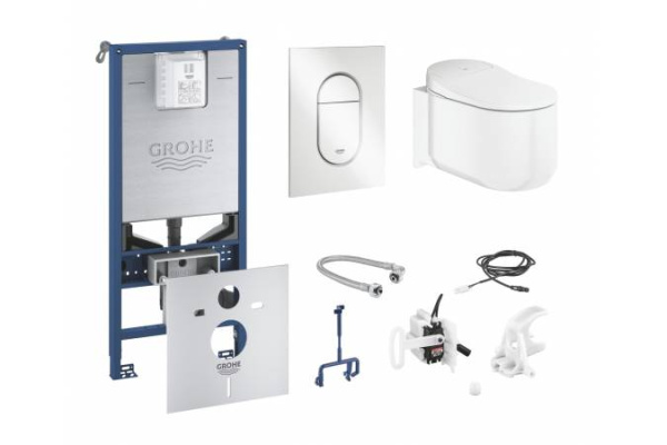 Унитаз-биде в наборе с панелью смыва (альпин-белый) системой инсталляции и комплектом для автоматического смыва GROHE Sensia Arena 120173