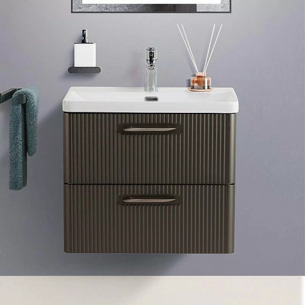 Тумба под раковину BelBagno Due DUE-600-2C-SO-GM-P без ручек, оружейная сталь