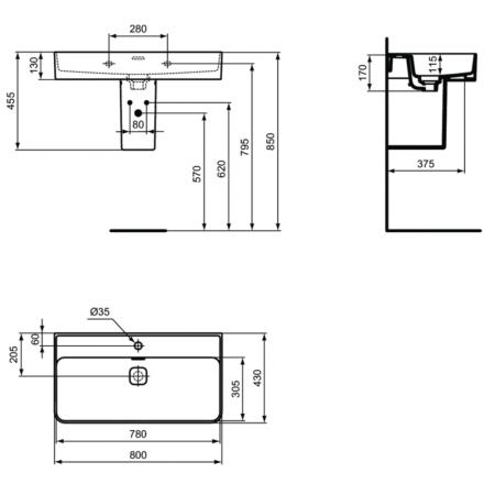 Раковина подвесная Ideal Standard Strada II 80 T300101