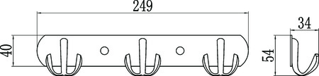 Планка с крючками 3 крючка Savol S-002253 в упаковке 2 шт