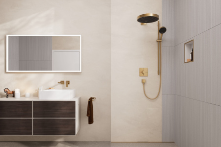 Смеситель для раковины встраиваемый Hansgrohe Metropol 32526140 шлифованная бронза