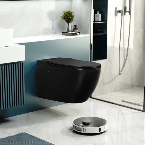 Унитаз ABBER Bequem AC1108PMB импульсный подвесной черный матовый, безободковый