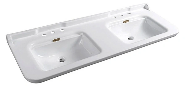 Раковина двойная (150х55) Kerasan Waldorf 4143K1bi/cr*3 белый