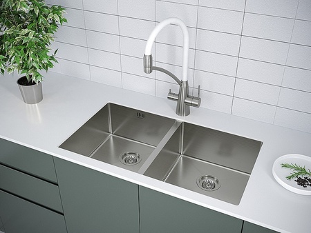 Кухонная мойка Paulmark  Twin PM237844-BS брашированная нерж.сталь