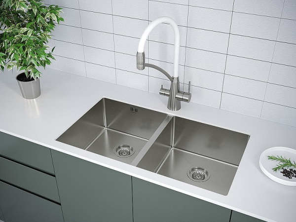 Кухонная мойка Paulmark  Twin PM237844-BS брашированная нерж.сталь