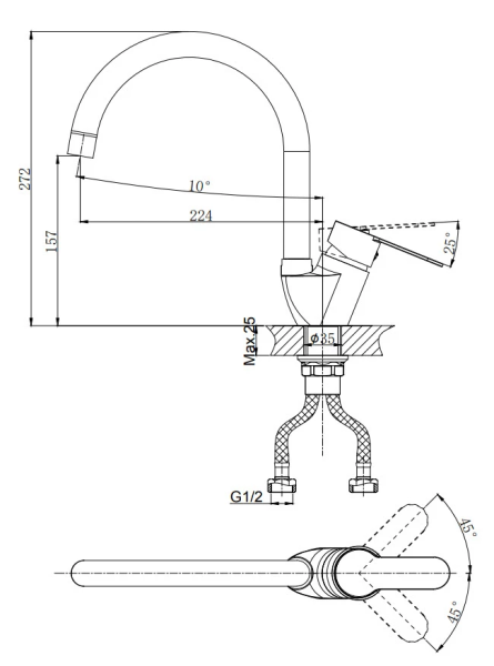 Смеситель для кухни RUSH Tenerife TE2835-22
