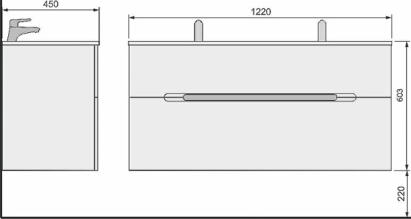 Тумба под раковину Jorno Modul 120  Mоl.01.122/P/W