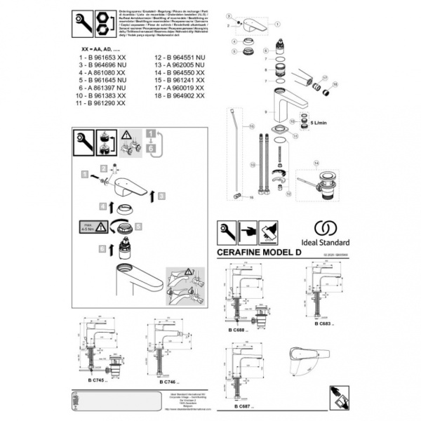 Смеситель для раковины Ideal Standard Cerafine D BC683AA, хром