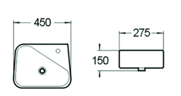 Раковина подвесная (45х27) SantiLine SL-2017L