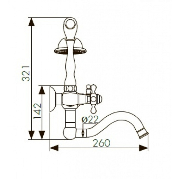 Смеситель для ванны KAISER Carlson Style (44422-1)