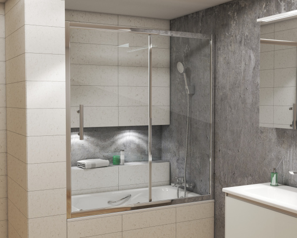 Душевая шторка на ванну (170х140) Grossman GR-170/2 хром, неподвижная