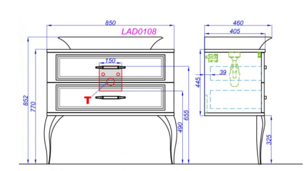 Тумба под раковину Aqwella LaDonna 85см LAD0108BLK