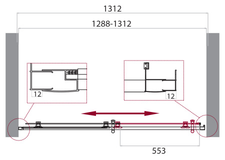 Душевая дверь (130х195) BelBagno UNO-195-BF-1-130-C-NERO