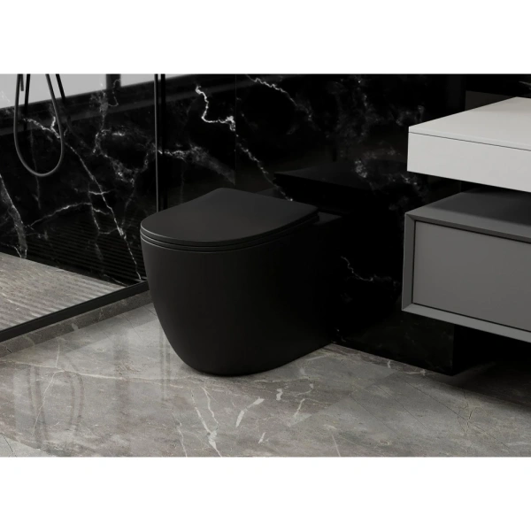 Унитаз ABBER Bequem AC1111TMB приставной черный матовый, безободковый