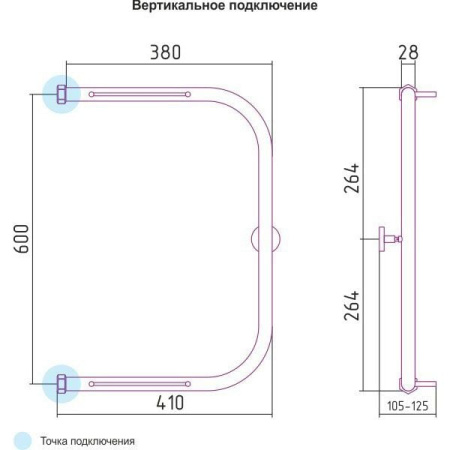 Полотенцесушитель водяной П-образный с двумя полками (60х40) Сунержа 00-0004-6040