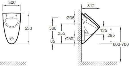 Писсуар с крышкой JACOB DELAFON PRESQU'ILE E1161-00