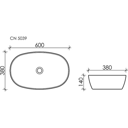 Раковина накладная (60х38) Ceramica Nova ELEMENT CN5039