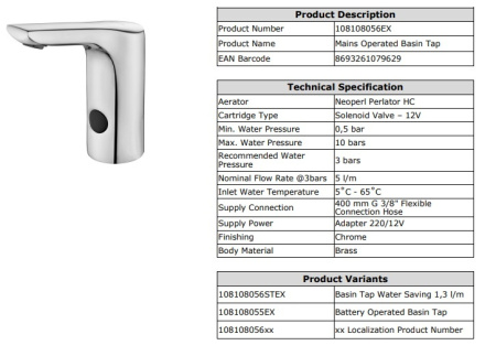 Электронный смеситель для раковины E.C.A. 108108056EX