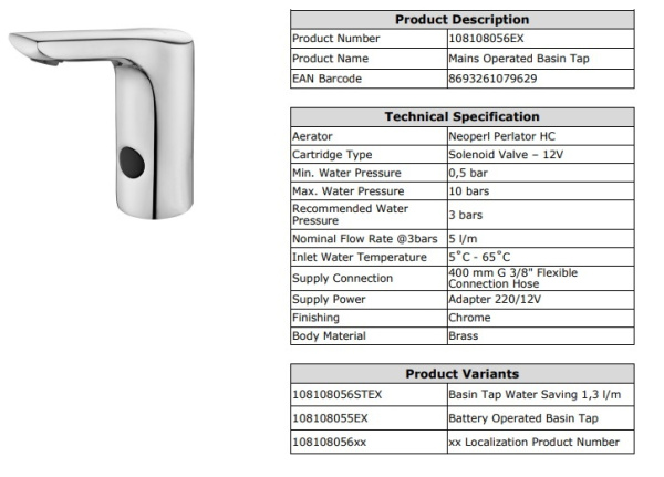 Электронный смеситель для раковины E.C.A. 108108056EX