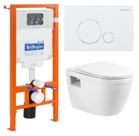 Комплект унитаза с инсталляцией BelBagno BB070CHR/SC/BB002-80/BB014-SR-BIANCO