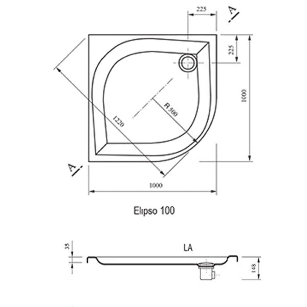 Поддон для душа Ravak Galaxy Elipso LA 100х100 A22AA01210