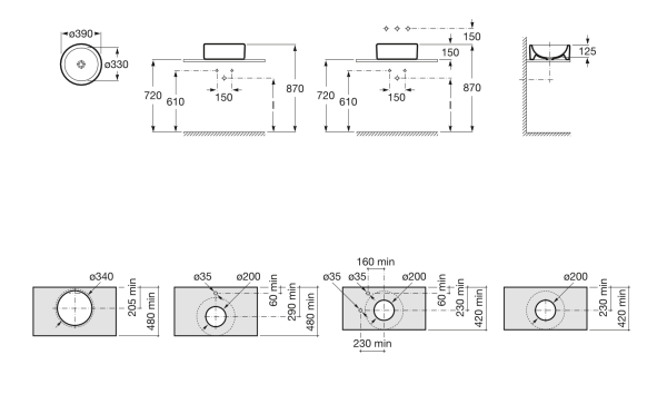 Раковина накладная (39х39) Roca Terra 32722D000