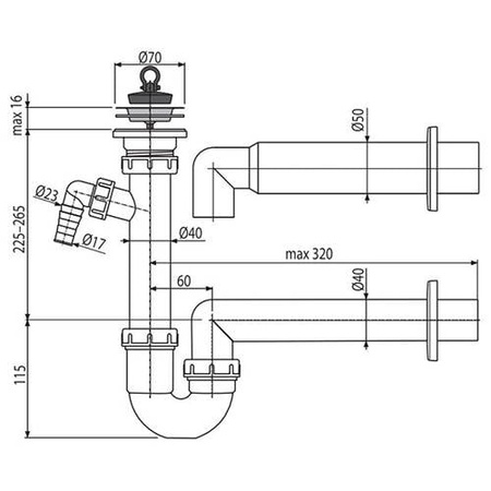 Сифон трубчатый AlcaPlast A810 Ø40
