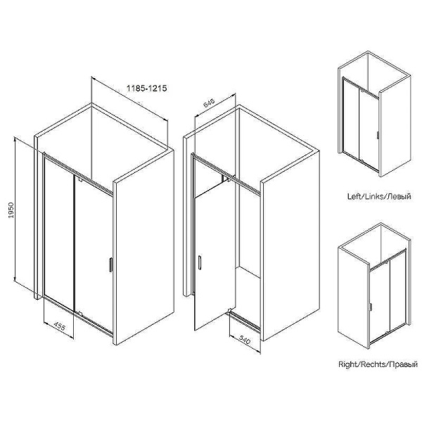 Душевая дверь в нишу 120 см Am.Pm Gem W90G-120-1P-BT черный матовый
