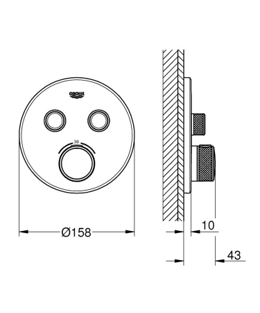 Термостат для ванны Grohe Grohtherm SmartControl 29507KF0 (черный матовый)