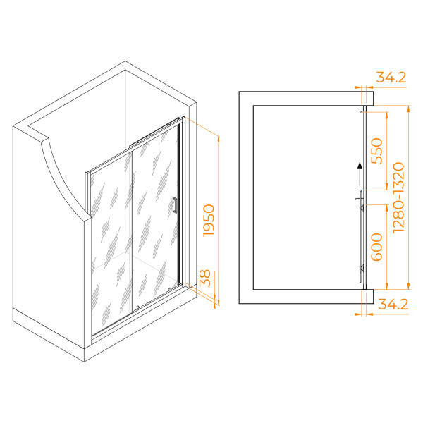 Душевая дверь 130 см RGW Passage PA-14 Gr 41081413-110 прозрачное