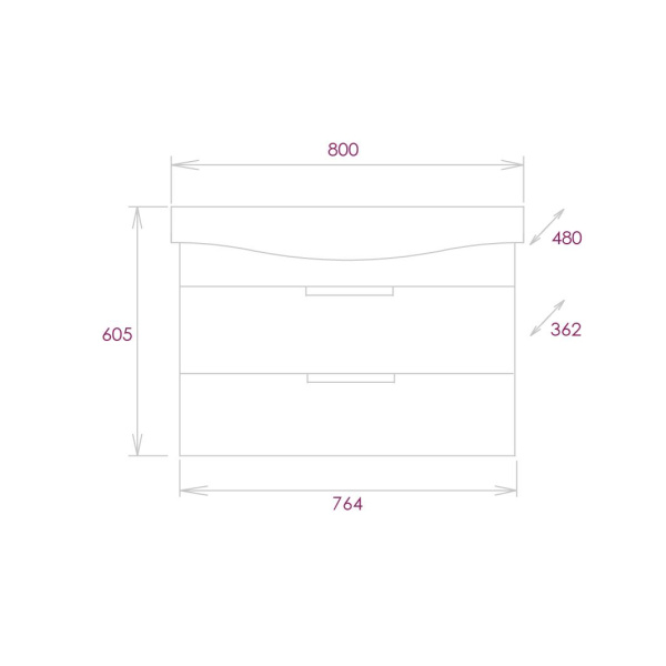 Тумба под раковину подвесная Onika Девис 80 108048