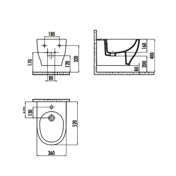 Подвесное биде Creavit Mare MA510-00CB00E-0000