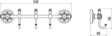 Планка с крючками 3 крючка Savol 58с S-005873C
