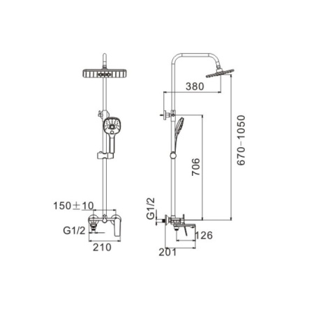 Душевая система с изливом Belz B24533, хром