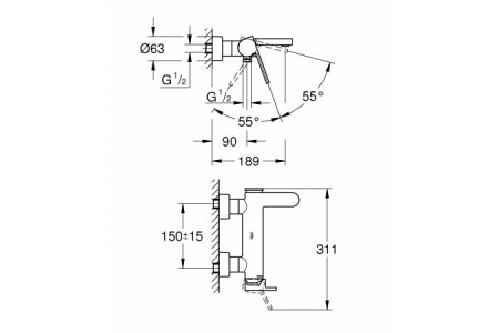 Смеситель для ванны GROHE Plus 33553 DC3 (33553DC3) суперсталь