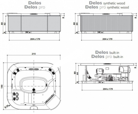 Минибассейн встраиваемый Jacuzzi Italian Design Delos Pro 944481165