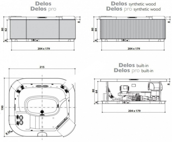 Минибассейн встраиваемый Jacuzzi Italian Design Delos Pro 944481165