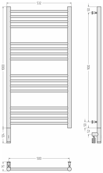 Полотенцесушитель электрический (100х50) Сунержа Богема 3.0 31-5804-1050 левый