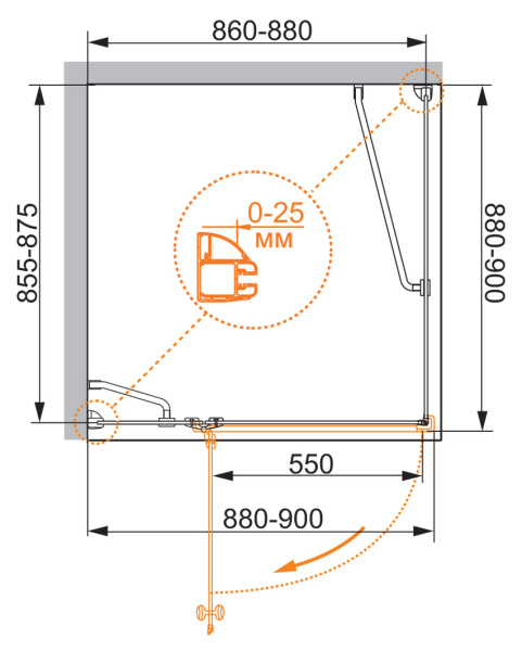 Душевой уголок (90х90) CEZARES VERONA VERONA-W-A-1-90-C-Cr