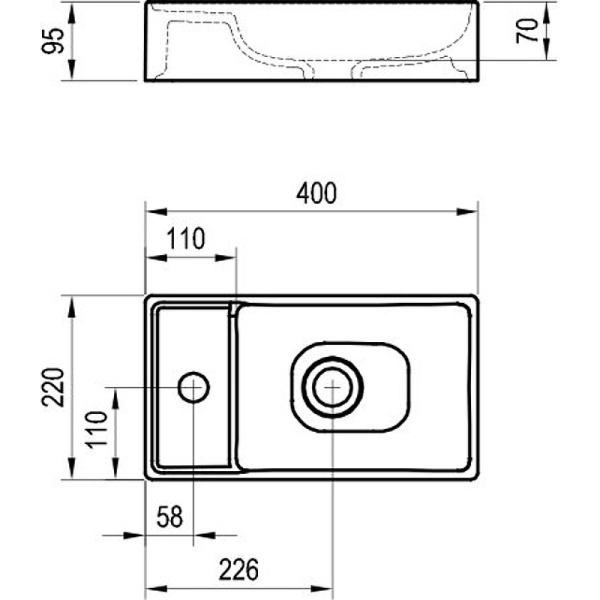 Раковина накладная Ravak Veda Slim 40 XJX01240000