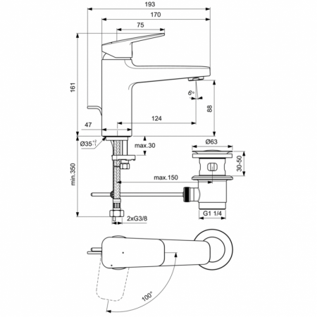 Смеситель для раковины Ideal Standard CERAPLAN BD228AA, хром
