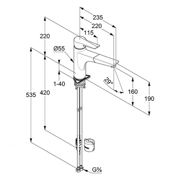 Смеситель для кухни с выдвижным изливом Kludi Mix 329433975